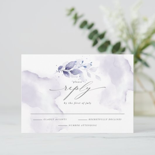 Elegantes UAWG Watercolor Foliage Violet RSVP Karte (Stehend Vorderseite)