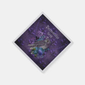 Elegantes Uhu Blumenkronleuchter lila Serviette (Ecke)