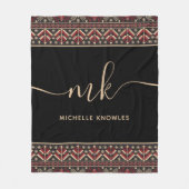 Elegantes ukrainisches Muster Stilvolles Monogramm Fleecedecke (Vorderseite)