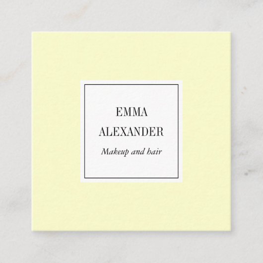 Elegantes unbedeutendes modisches gelbes quadratische visitenkarte (Vorderseite)
