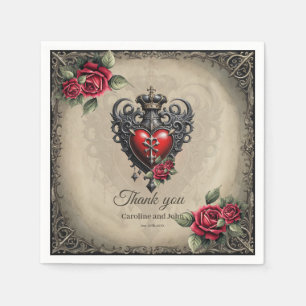 Elegantes und dennoch mystisches gotisches Herz Serviette