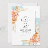 Elegantes und einfaches Aqua, Peach und Blush Wedd Einladung (Vorderseite)