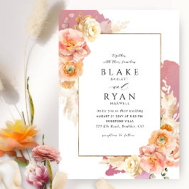 Elegantes und einfaches Burgund, Blush, Peach Wedd Einladung