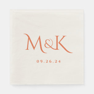 Elegantes und einfaches Burnt Orange Wedding Monog Serviette