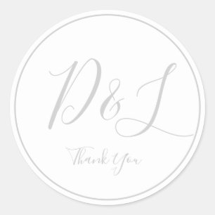 Elegantes und einfaches hellgraues Monogramm Viele Runder Aufkleber