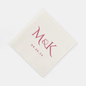 Elegantes und einfaches Magenta Wedding Monogram Serviette (Ecke)