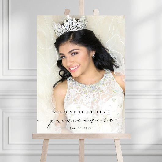 Elegantes und einfaches Quinceañera Begrüßungszeic Poster