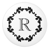 Elegantes und einfaches Schwarzweiß-Monogramm Keramikknauf (Vorderseite)