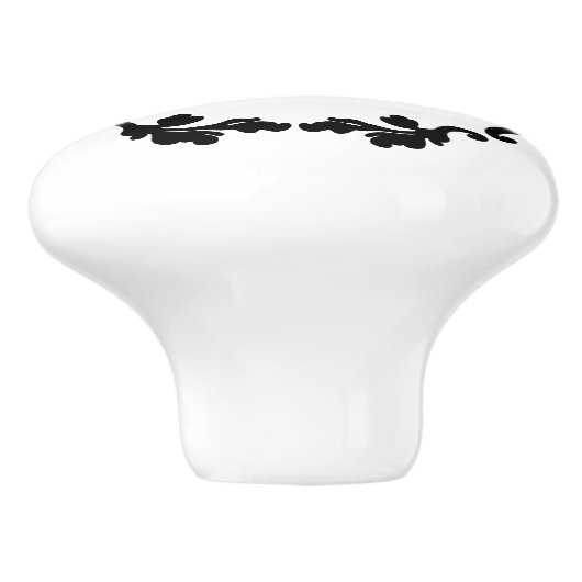 Elegantes und einfaches Schwarzweiß-Monogramm Keramikknauf (Seitenansicht)