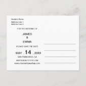 Elegantes und einfaches Weeding Save the Date Einladungspostkarte (Rückseite)