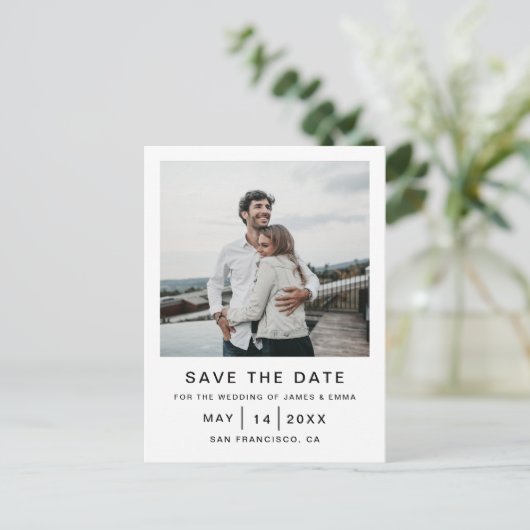 Elegantes und einfaches Weeding Save the Date Einladungspostkarte (Stehend Vorderseite)