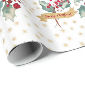 Elegantes und einfaches Weihnachtsbeermuster Geschenkpapier (Rolleneckpunkt)