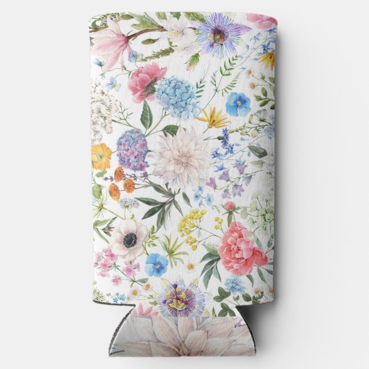 Elegantes und farbenfrohes Wildblume-Muster Selters Dosenkühler (Rückseite)