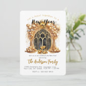 Elegantes und Gold Silvester Party Einladung (Stehend Vorderseite)