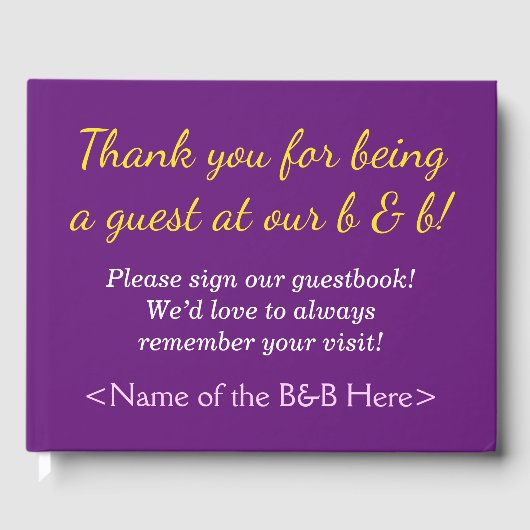 Elegantes und konservatives B-and-B-Besucherbuch Gästebuch (Vorderseite)
