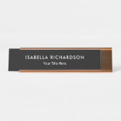 Elegantes und Minimalistisches Schwarz Schreibtischnamensplakette (Vorderseite )