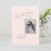 Elegantes und modernes B/W Foto Blush Brautparty Einladung (Stehend Vorderseite)