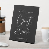 Elegantes und modernes Black Guestbook Sockelschild (In SItu)