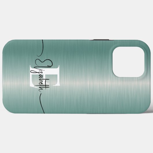 Elegantes und modernes Blue Brushed Metal Monogram Case-Mate iPhone Hülle (Rückseite (Horizontal))