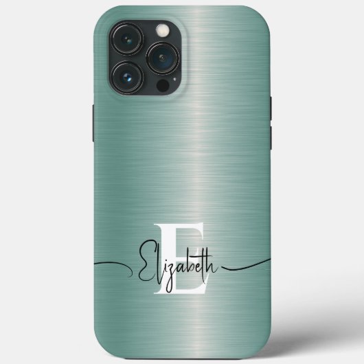 Elegantes und modernes Blue Brushed Metal Monogram Case-Mate iPhone Hülle (Rückseite)