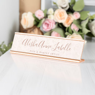 Elegantes und modernes Blumenmuster Schreibtischnamensplakette