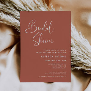Elegantes und modernes Brautparty aus rotem Ton Einladung