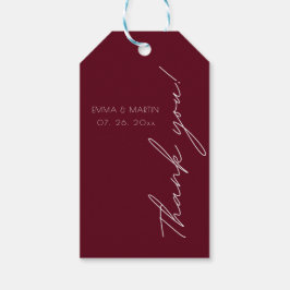 Elegantes und modernes Burgund Danke für Ihre Hoch Geschenkanhänger