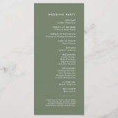 Elegantes und modernes düstergrünes Hochzeitsprogr Programm (Rückseite)