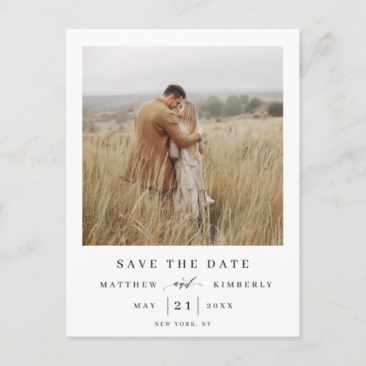 Elegantes und modernes Foto Hochzeit rettet das Da Einladungspostkarte (Vorderseite)