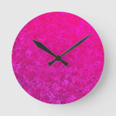 Elegantes und modernes fuschia-rosa abstraktes Mus Runde Wanduhr (Vorderseite)