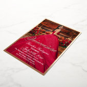 Elegantes und modernes Gold Foto Quinceanera Folieneinladung (Gedreht)