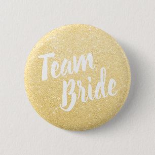Elegantes und modernes Gold Glitzer Team Hochzeit Button