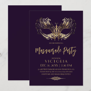 Elegantes und modernes Goldmasquerade Party Geburt Einladung