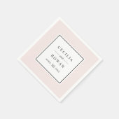 Elegantes und modernes, hellrosa Hochzeitsmonogram Serviette (Ecke)