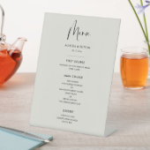 Elegantes und modernes Hochzeitsmenü mit lichtdurc Sockelschild (In Situ)