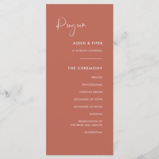 Elegantes und modernes Hochzeitsprogramm für Roten Programm (Vorderseite)