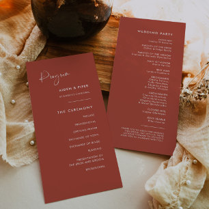 Elegantes und modernes Hochzeitsprogramm Terracott Programm