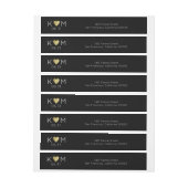 elegantes und modernes Hochzeitsschwarz Rundum-Adressaufkleber (Bogen)