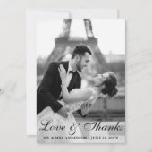 Elegantes und modernes Hochzeitsstil Liebe und Dan Dankeskarte (Vorderseite)