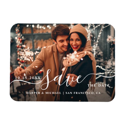Elegantes und modernes Hochzeitsstil Save the Date Magnet (Horizontal)