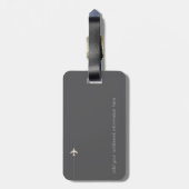 Elegantes und modernes Monogramm auf grauem Reisen Gepäckanhänger (Rückseite vertikal)