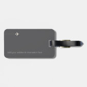 Elegantes und modernes Monogramm auf grauem Reisen Gepäckanhänger (Rückseite horizontal)