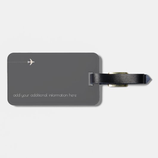 Elegantes und modernes Monogramm auf grauem Reisen Gepäckanhänger (Rückseite horizontal)