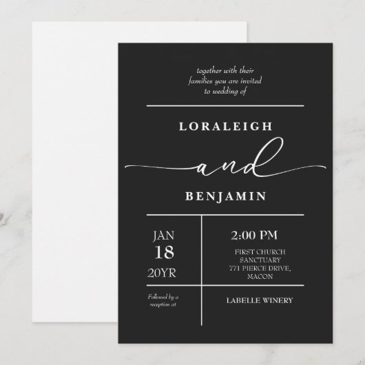 Elegantes und modernes poliertes Aussehen Einladung (Vorne/Hinten)