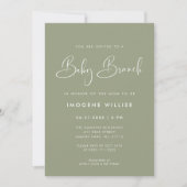 Elegantes und modernes Sage Green Baby Brunch Einladung (Vorderseite)