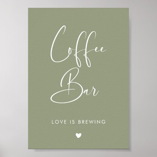 Elegantes und modernes Sage Green Coffee Bar Poster (Vorne)