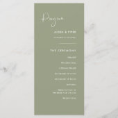 Elegantes und modernes "sage grün" Hochzeitsprogra Programm (Vorderseite)