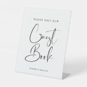 Elegantes und modernes Schwarz-Weiß Gästebuch Sockelschild (Vorderseite)
