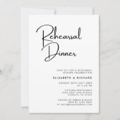 Elegantes und modernes Schwarz-Weiß-Probe-Dinner Einladung (Vorderseite)