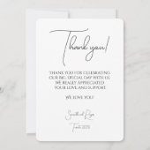 Elegantes und modernes Schwarzes Skript Vielen Dan Dankeskarte (Rückseite)